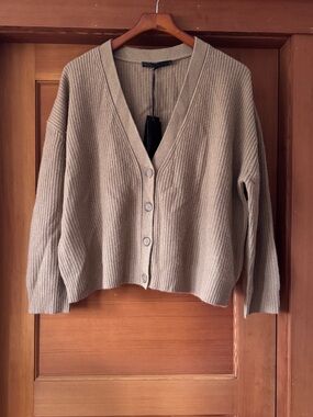 Jenni Kayne Cropped Cocoon Cashmere Wool Cardigan, NWT, M&L